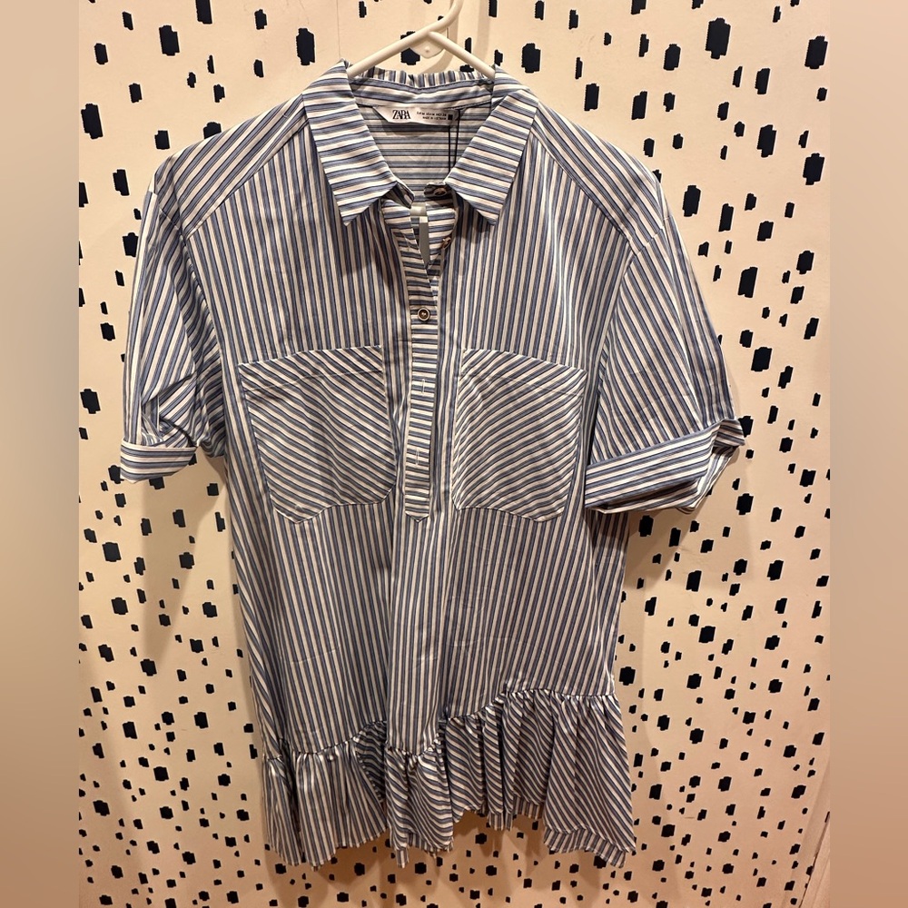 Zara Striped Shirt with Blue and White Pattern